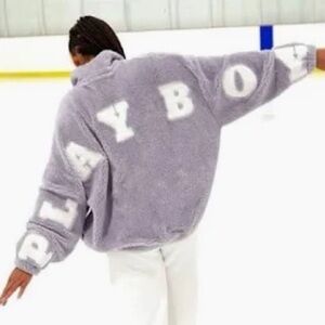 Playboy x Pacsun purple oversized fleece sherpa jacket in purple